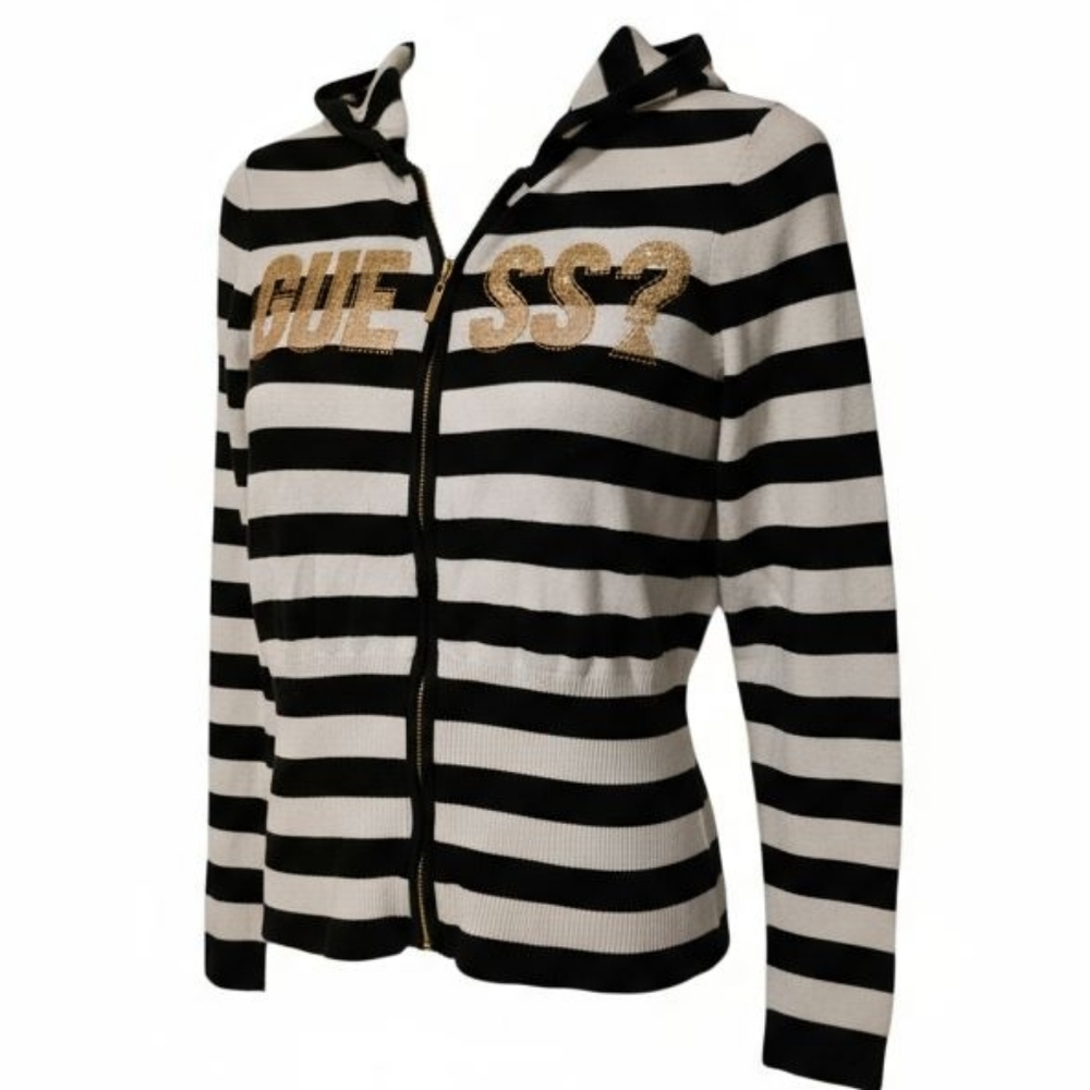 Guess Black and White Striped Shirt